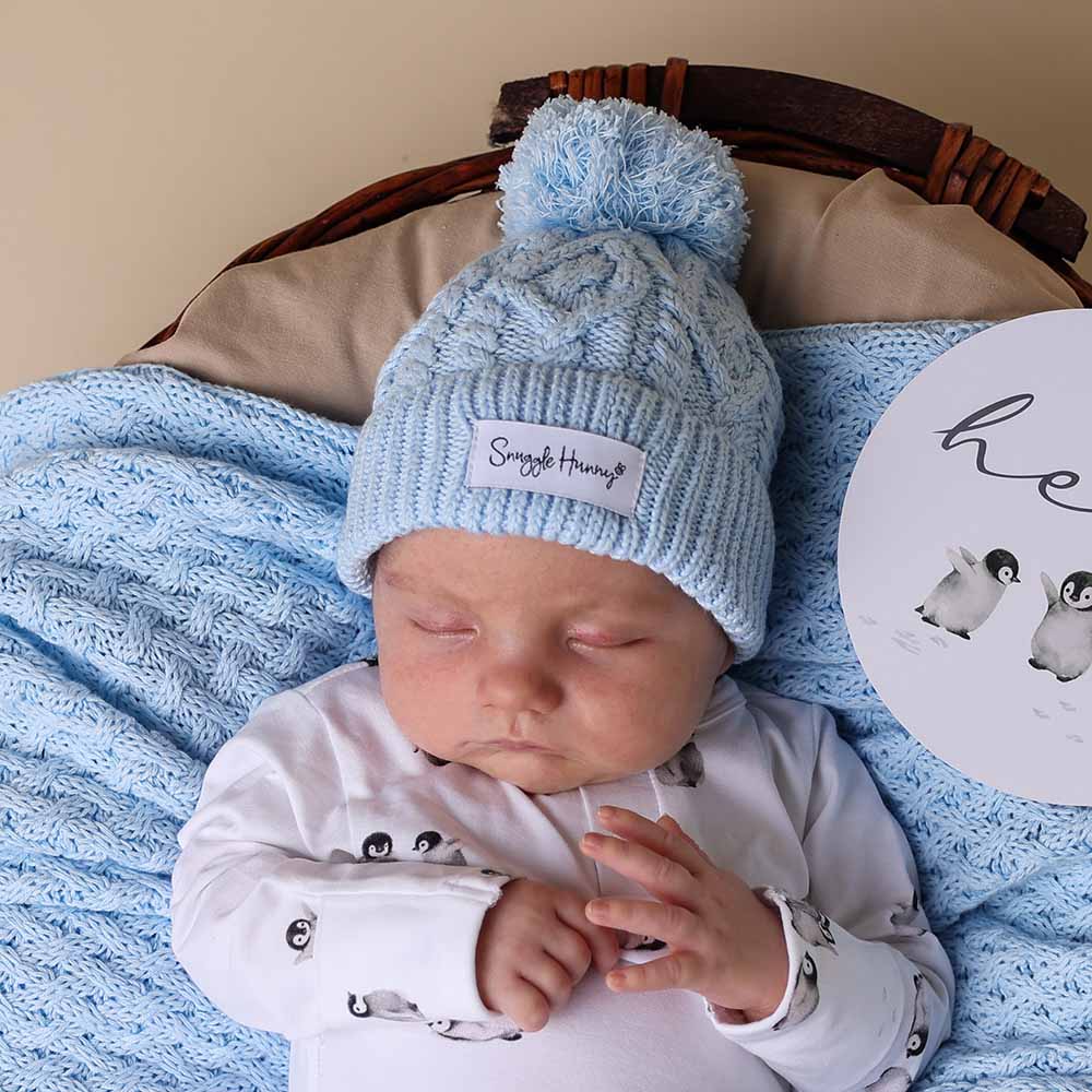 SNUGGLE HUNNY Organic Knit Beanie - Baby Blue