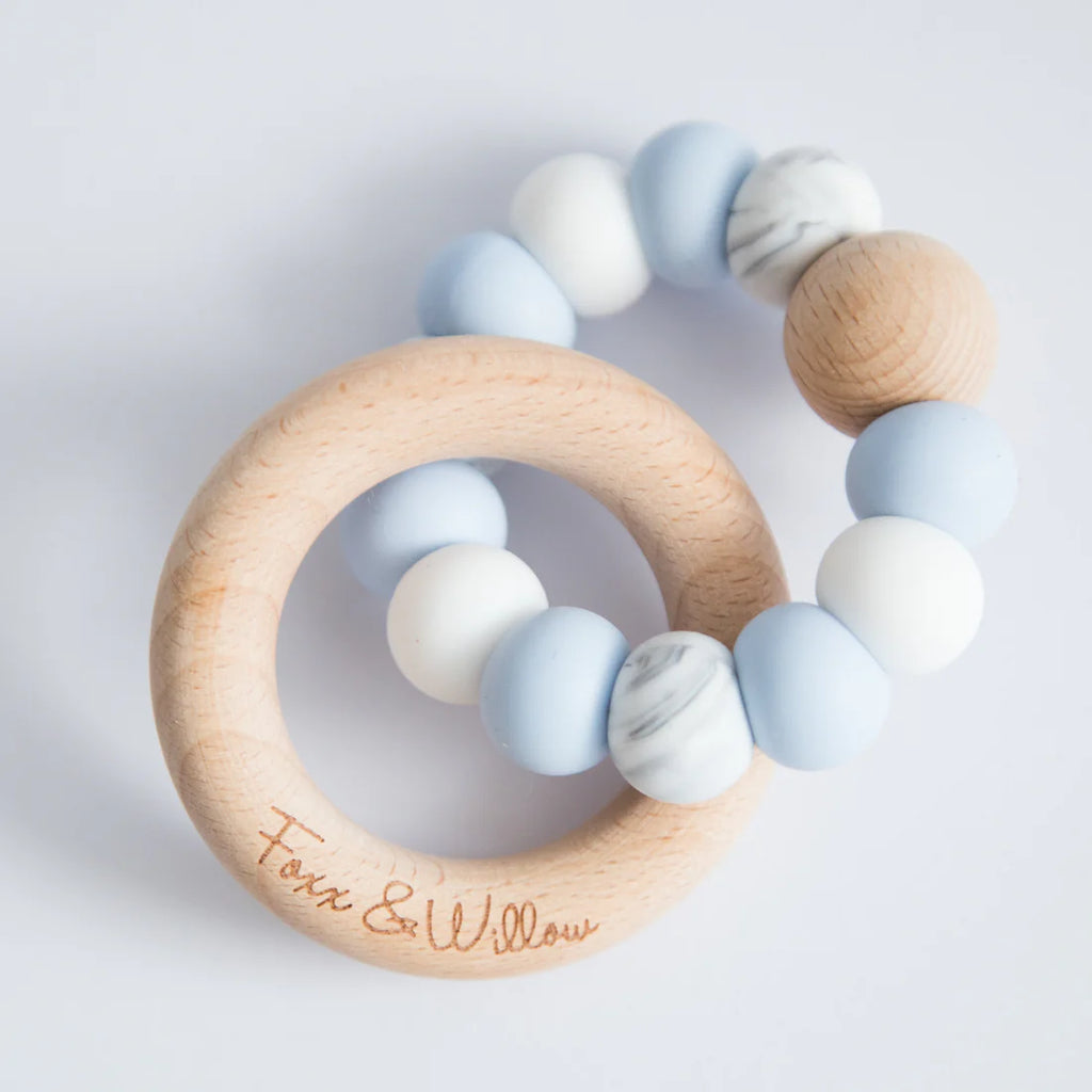 FOXX & WILLOW Infinity Ring Teether - Baby Blue & Marble