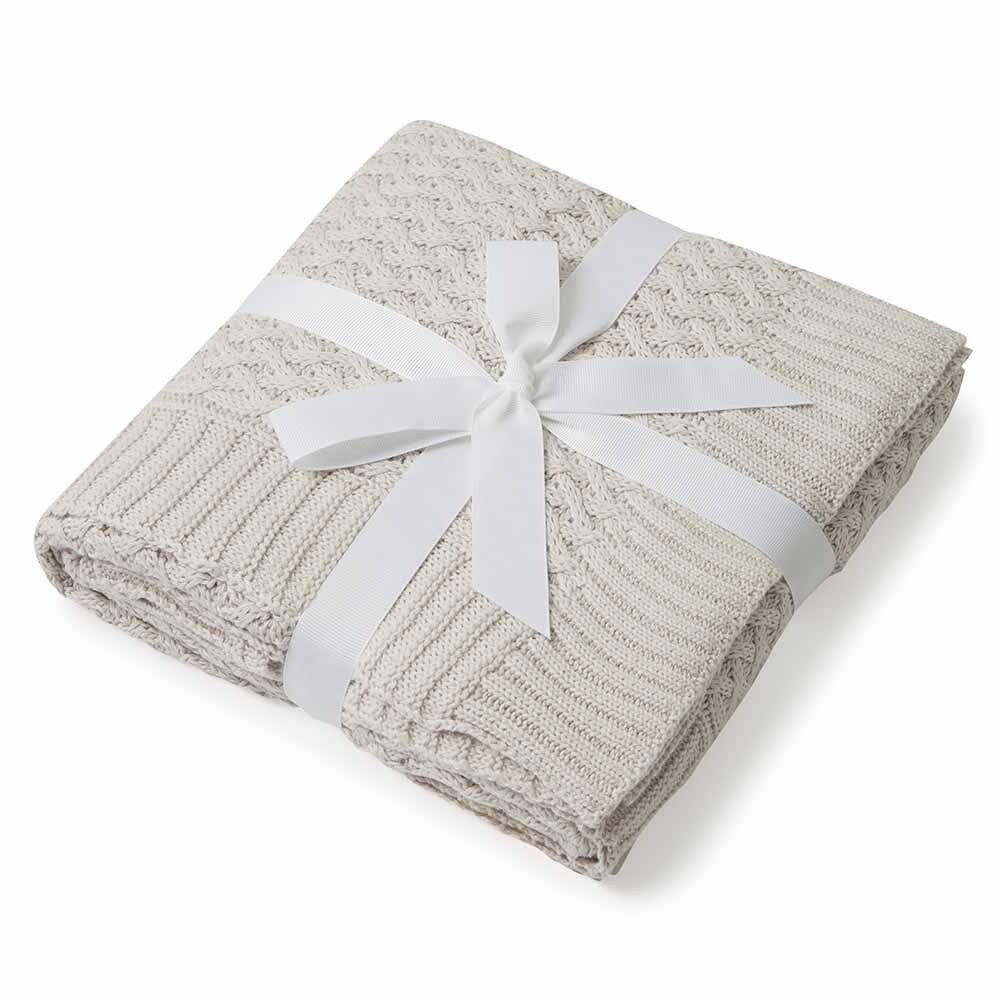 Diamond Knit Baby Blanket - Warm Grey