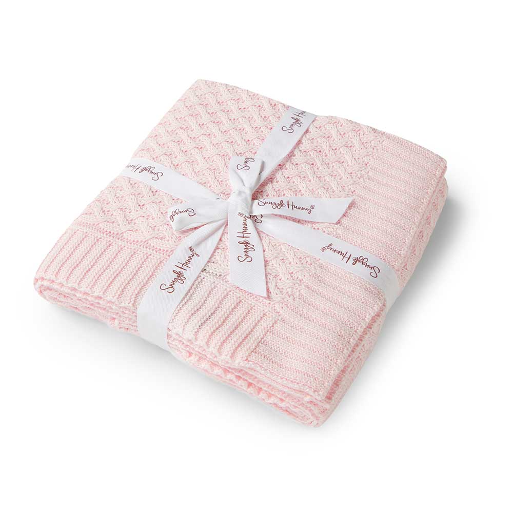 SNUGGLE HUNNY Diamond Knit Baby Blanket - Blush Pink