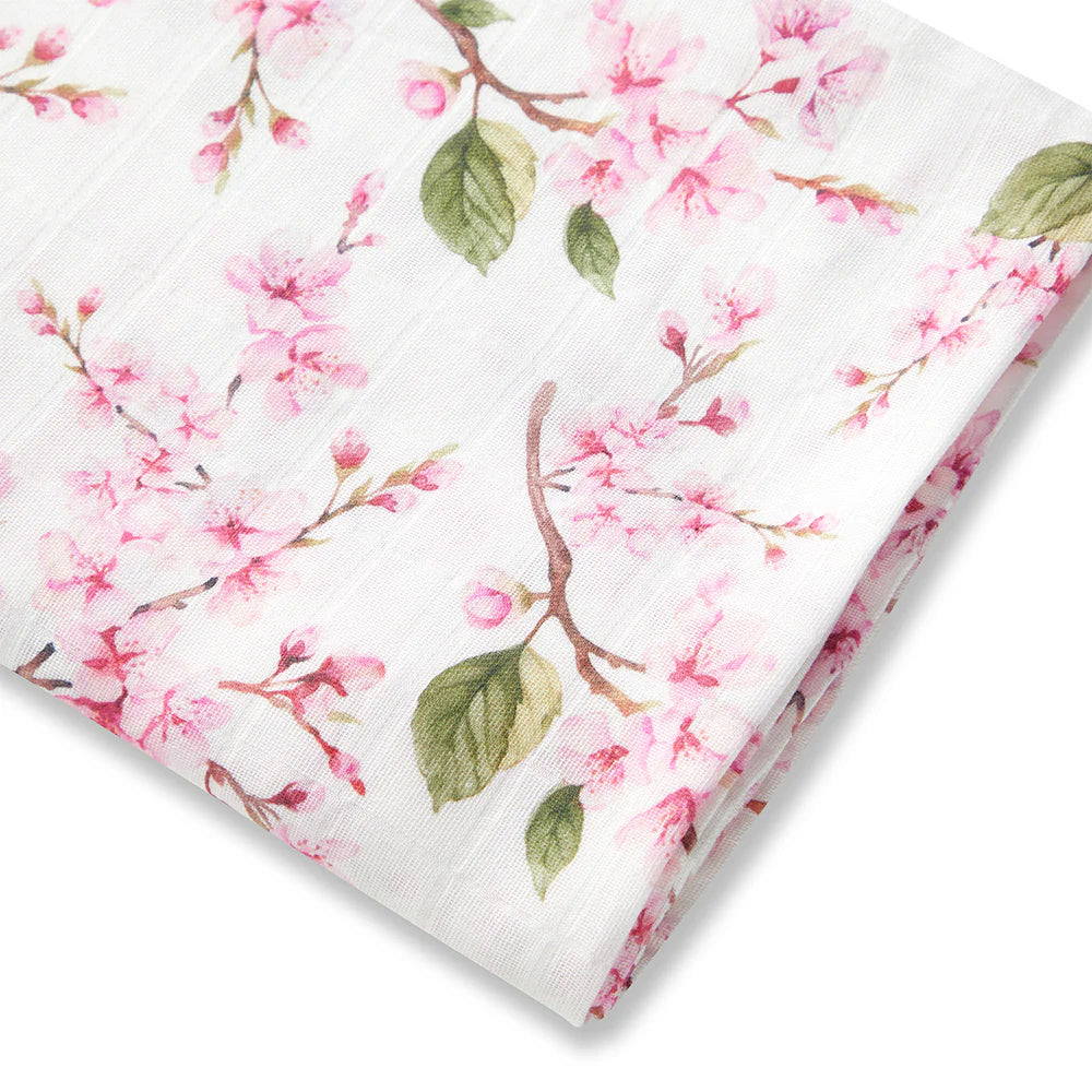 SNUGGLE HUNNY Organic Muslin Swaddle -  Cherry Blossom