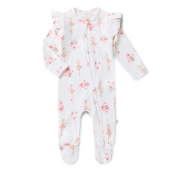 SNUGGLE HUNNY Organic Snuggle Sleepsuit with Frill - Ballerina front