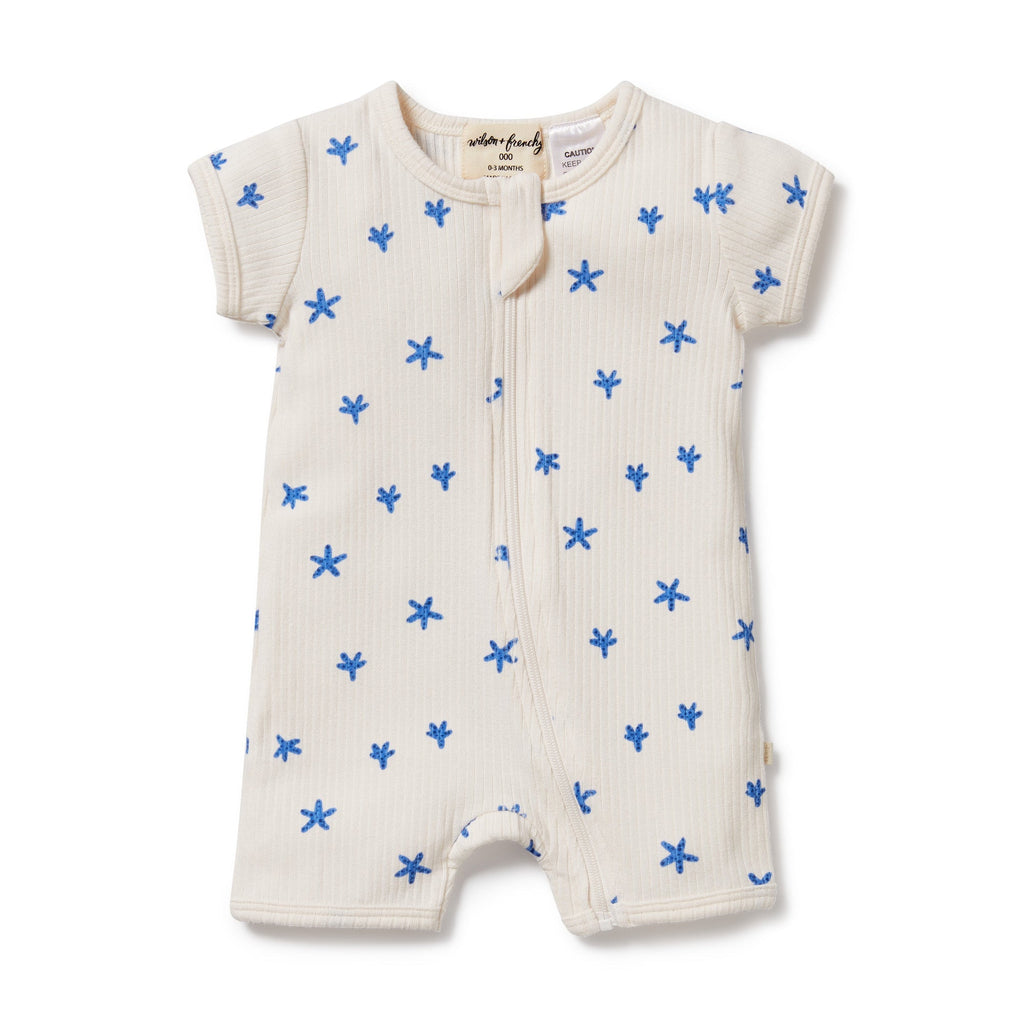 WILSON & FRENCHY  Organic Rib Zipsuit - Little Starfish