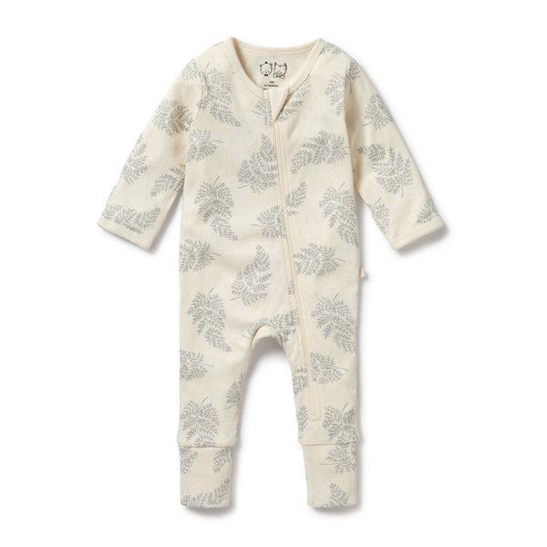 WILSON & FRENCHY Organic Pointelle Zipsuit - Forever Ferns front 