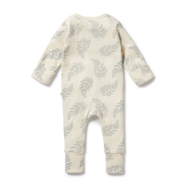 WILSON & FRENCHY Organic Pointelle Zipsuit - Forever Ferns back