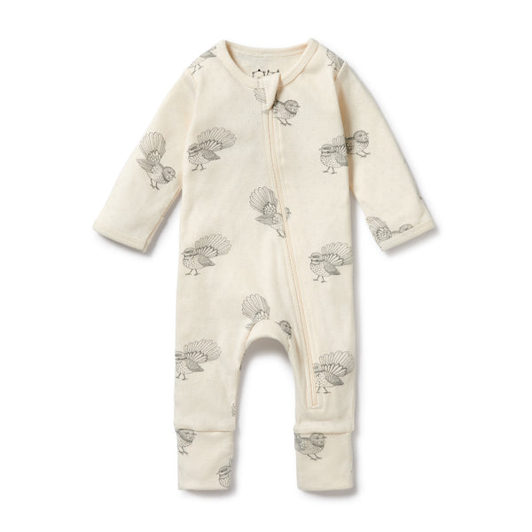 WILSON & FRENCHY Organic Pointelle Zipsuit - Little Fantail front