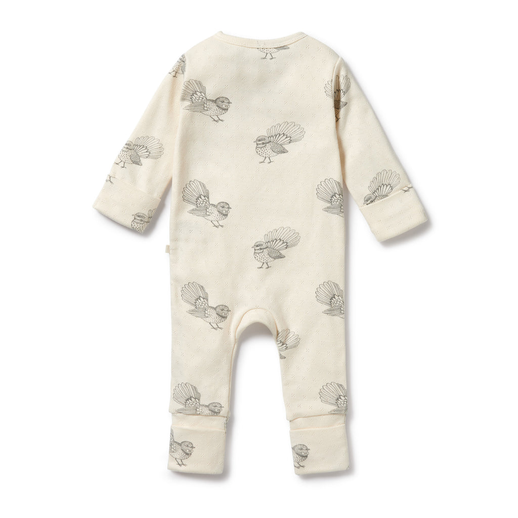 WILSON & FRENCHY Organic Pointelle Zipsuit - Little Fantail back