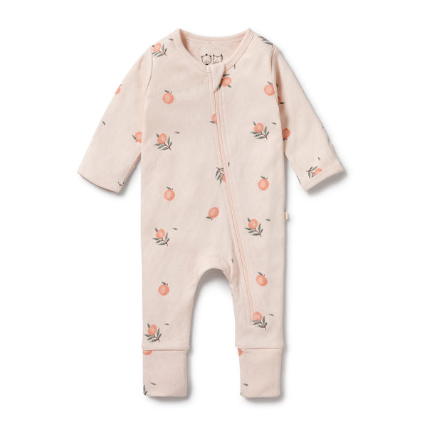 WILSON & FRENCHY Organic Pointelle Zipsuit - Peaches front