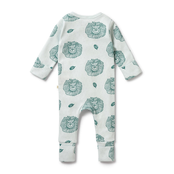 WILSON & FRENCHY Organic Pointelle Zipsuit - Little Lion back