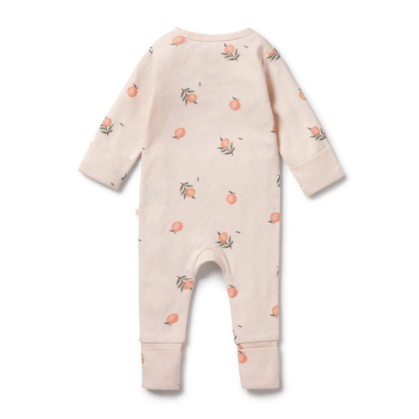 WILSON & FRENCHY Organic Pointelle Zipsuit - Peaches back