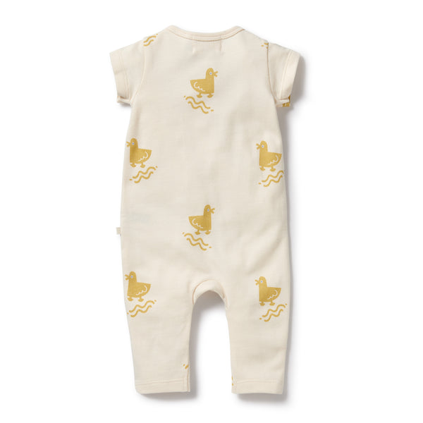 WILSON & FRENCHY Organic Ruffle Zipsuit - Quack Quack back