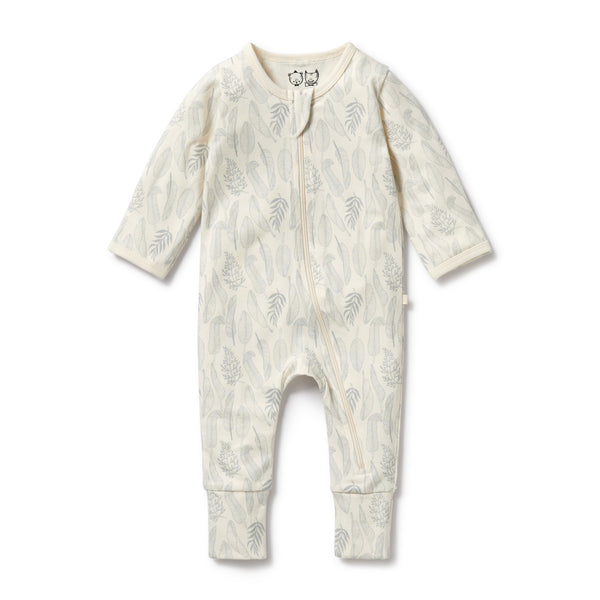 WILSON & FRENCHY Organic Zipsuit - New Leaf front