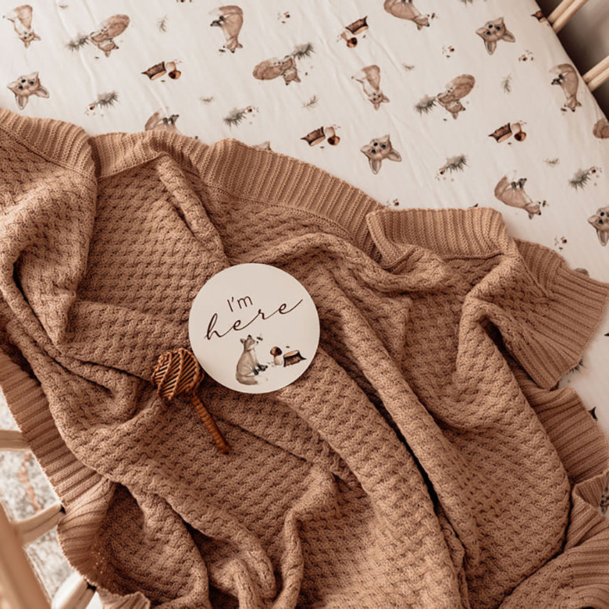 SNUGGLE HUNNY Diamond Knit Baby Blanket - Hazelnut